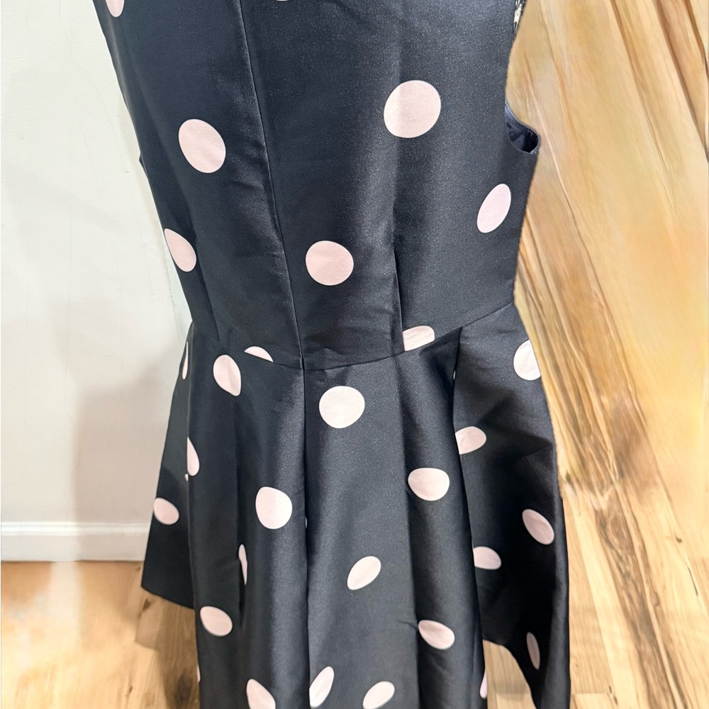 kate spade Black Fit-and-Flare Dress with Pink Polka Dots - Picture 2 of 5